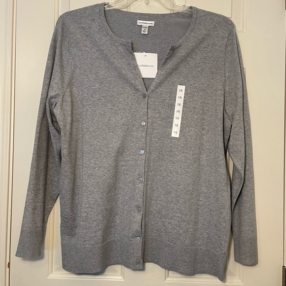 CROFT & BARROW Gray Cardigan Button Down Long Sleeve Top Sweater Plus Sz 1X NEW - Picture 8 of 8